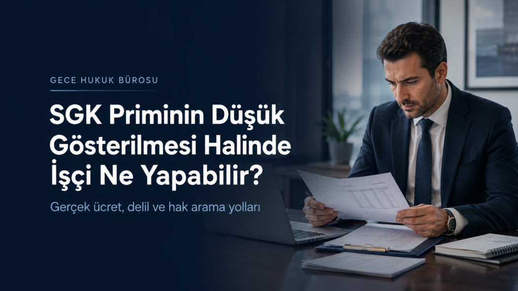 SGK priminin düşük gösterilmesi halinde işçinin başvuru yollarını anlatan hukuk makalesi kapak görseli