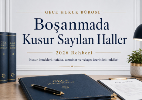 Boşanmada kusur sayılan haller 2026 rehberi için hazırlanan Gece Hukuk Bürosu öne çıkan görseli