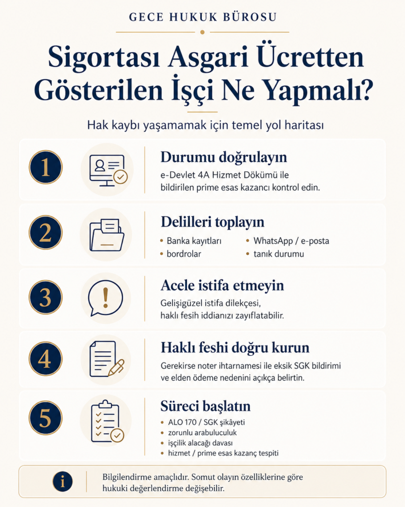 Sigortası asgari ücretten gösterilen işçinin hak kaybı yaşamamak için izlemesi gereken yol haritası