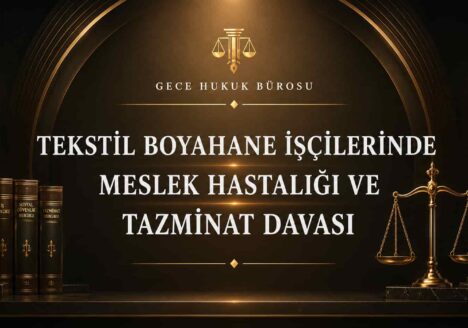 Gece Hukuk Bürosu için hazırlanan, tekstil boyahane işçilerinde meslek hastalığı ve tazminat davası konulu kapak görseli